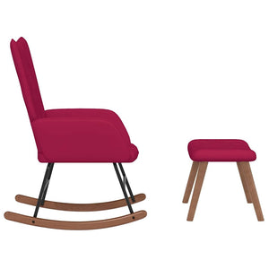 vidaXL Fauteuil à bascule avec repose-pieds velours bordeaux