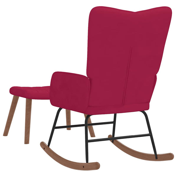 vidaXL Fauteuil à bascule avec repose-pieds velours bordeaux
