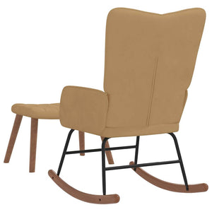 Schaukelstuhl mit Hocker Braun Samt