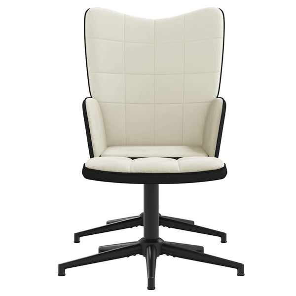 Cremeweißer Samt Relaxsessel mit Hocker