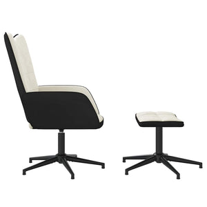 Cremeweißer Samt Relaxsessel mit Hocker