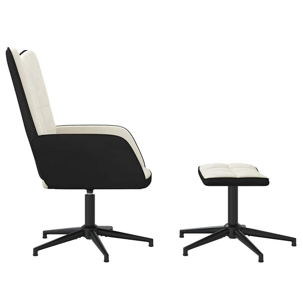 Cremeweißer Samt Relaxsessel mit Hocker