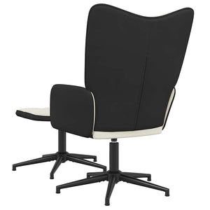Cremeweißer Samt Relaxsessel mit Hocker