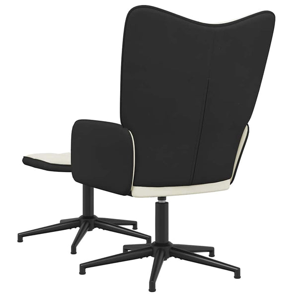 Cremeweißer Samt Relaxsessel mit Hocker