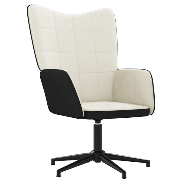 Cremeweißer Samt Relaxsessel mit Hocker