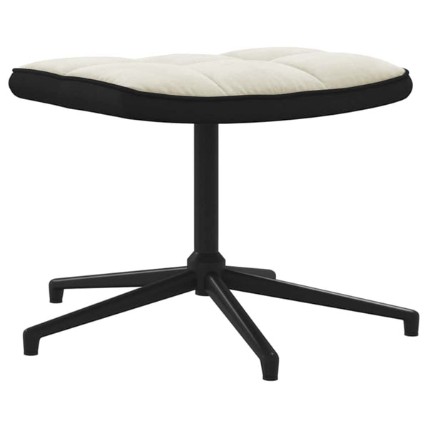 Cremeweißer Samt Relaxsessel mit Hocker