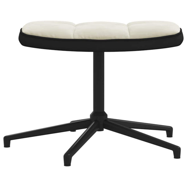 Cremeweißer Samt Relaxsessel mit Hocker
