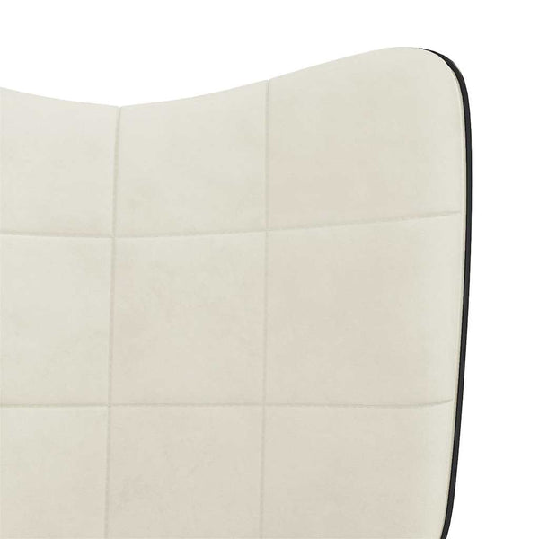 Cremeweißer Samt Relaxsessel mit Hocker