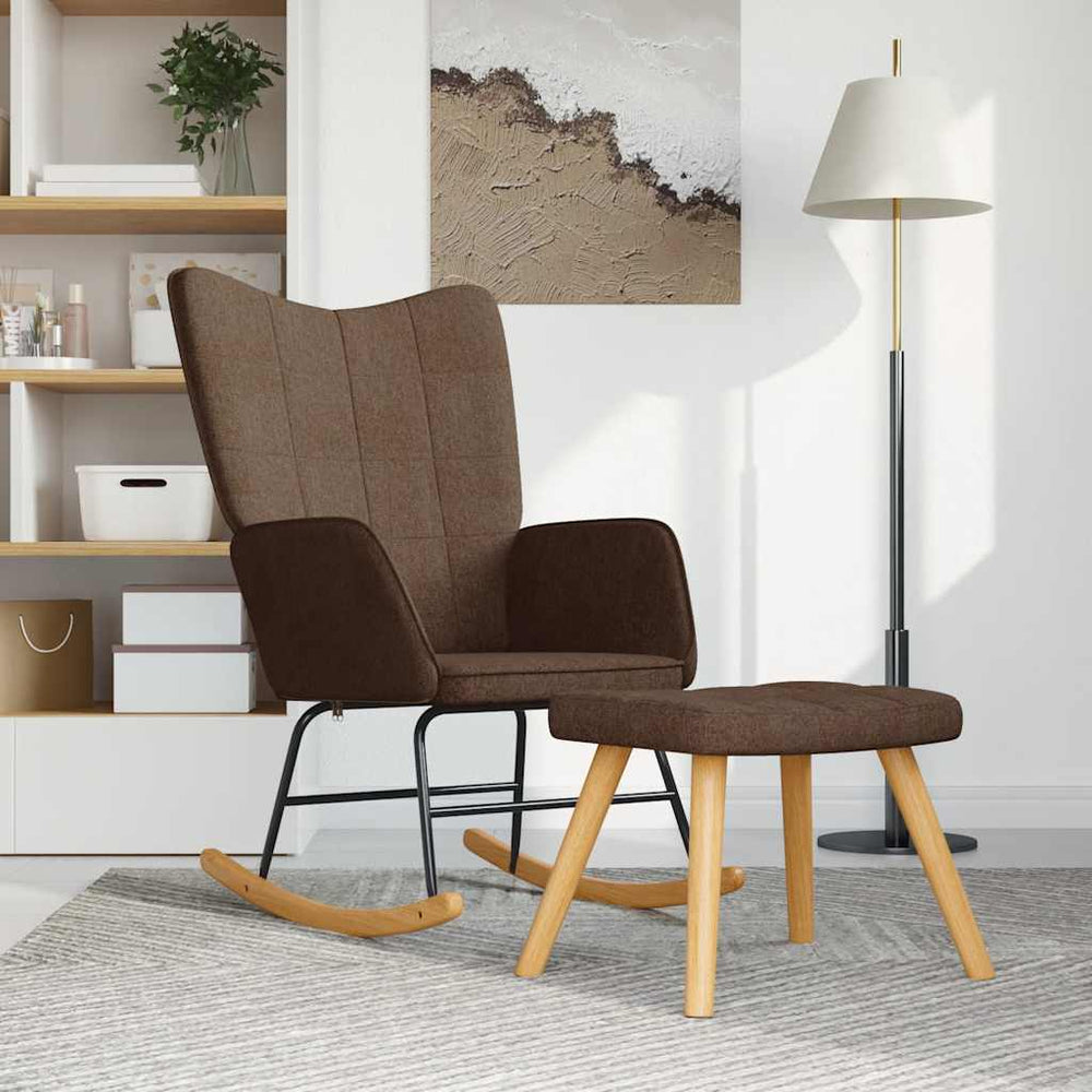 Schaukelsessel mit Hocker Braun