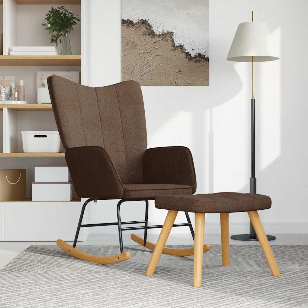 Schaukelsessel mit Hocker Braun