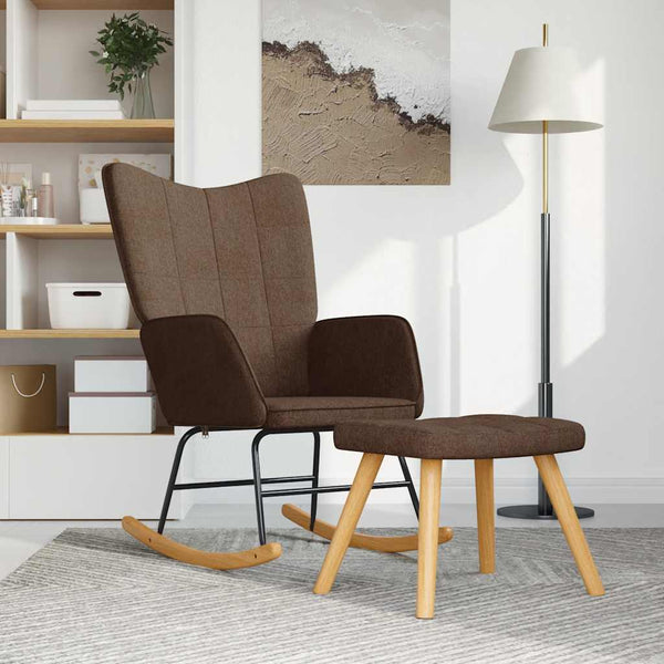 Schaukelsessel mit Hocker Braun