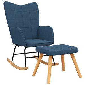 Blauer Schaukelsessel mit Hocker