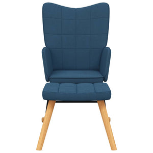 Blauer Schaukelsessel mit Hocker