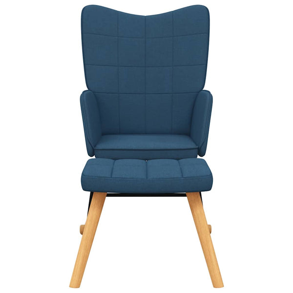 Blauer Schaukelsessel mit Hocker