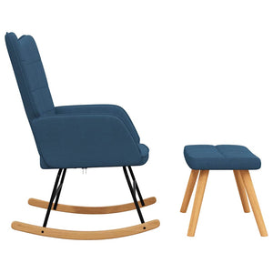 Blauer Schaukelsessel mit Hocker