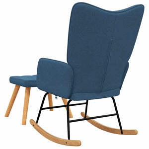 Blauer Schaukelsessel mit Hocker