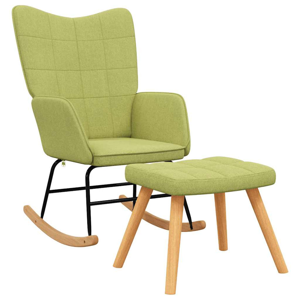 Grüner Schaukelstuhl mit Hocker