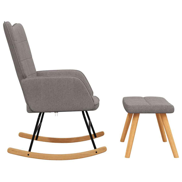 Schaukelstuhl mit Hocker Taupe