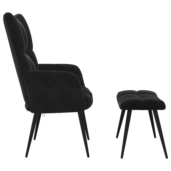 Schwarzer Samt Relaxsessel mit Hocker