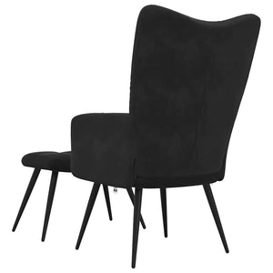 Schwarzer Samt Relaxsessel mit Hocker