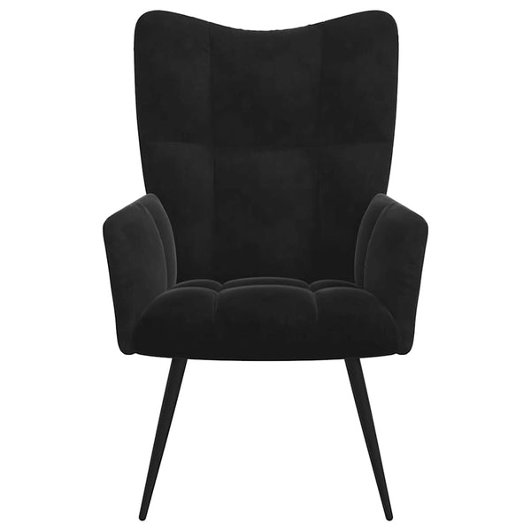 Schwarzer Samt Relaxsessel mit Hocker