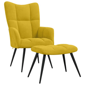 vidaXL Recliner with Footstool Mustard Yellow Velvet