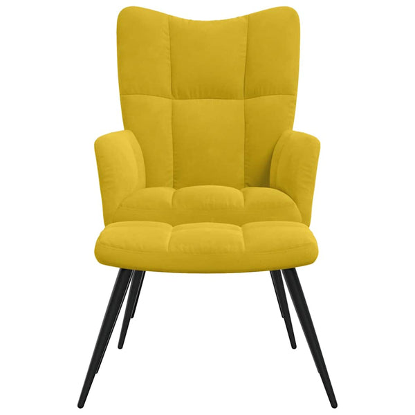 vidaXL Recliner with Footstool Mustard Yellow Velvet