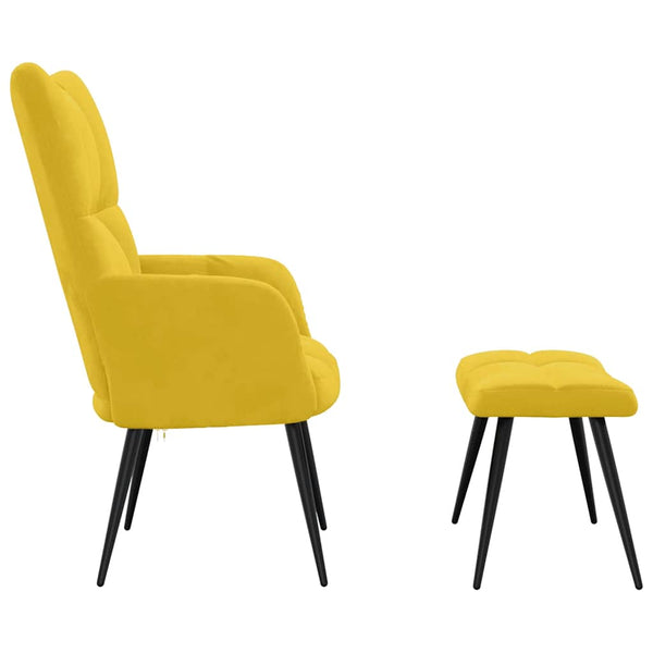 vidaXL Recliner with Footstool Mustard Yellow Velvet
