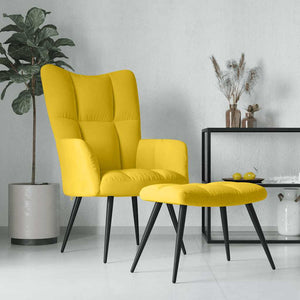 vidaXL Recliner with Footstool Mustard Yellow Velvet