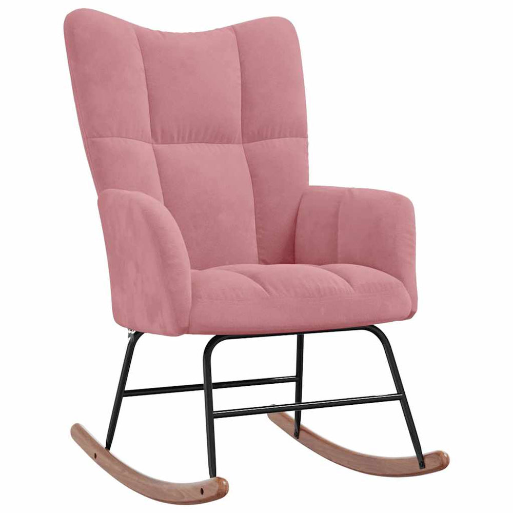 Rosa Samt Schaukelstuhl