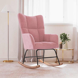 Rosa Samt Schaukelstuhl