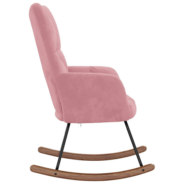 Rosa Samt Schaukelstuhl