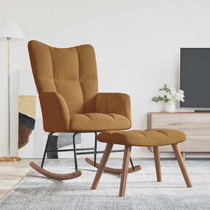 vidaXL Rocking Chair with Footrest Brown Velvet