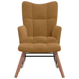 vidaXL Rocking Chair with Footrest Brown Velvet