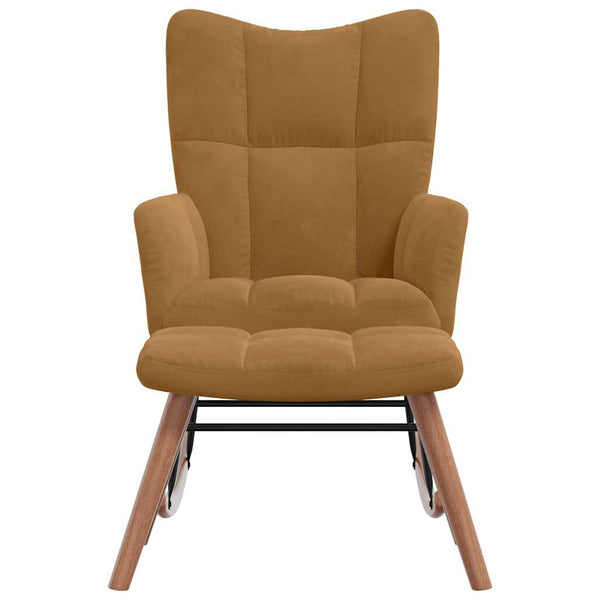 vidaXL Rocking Chair with Footrest Brown Velvet