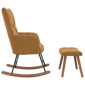 vidaXL Rocking Chair with Footrest Brown Velvet