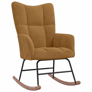 vidaXL Rocking Chair with Footrest Brown Velvet