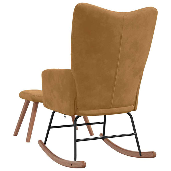 vidaXL Rocking Chair with Footrest Brown Velvet