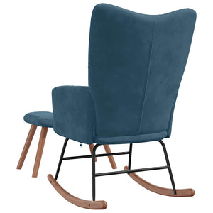 Blauer Samt Schaukelstuhl mit Hocker