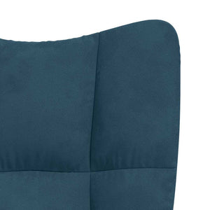 Blauer Samt Schaukelstuhl mit Hocker