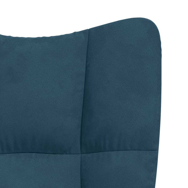 Blauer Samt Schaukelstuhl mit Hocker