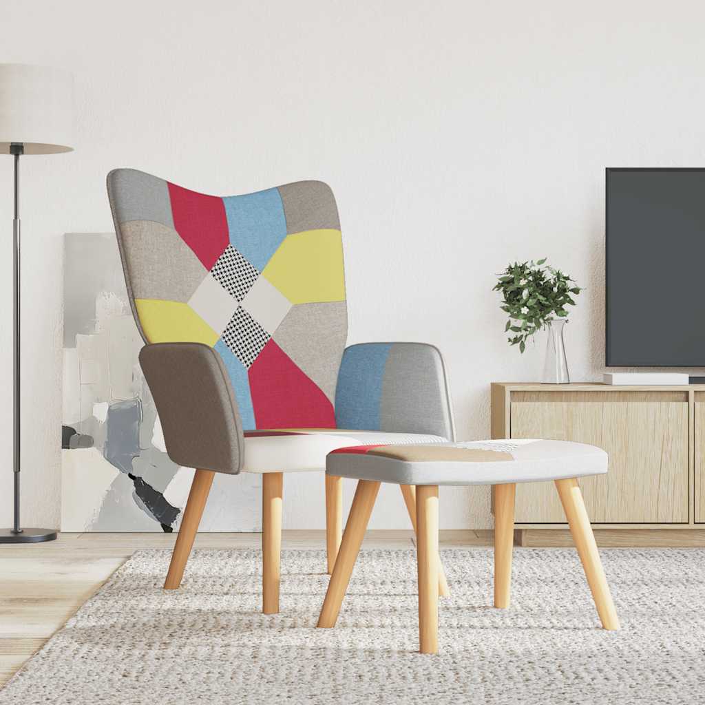 Patchwork Relaxsessel mit Hocker