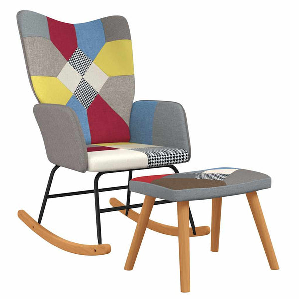 Patchwork Schaukelstuhl mit Hocker