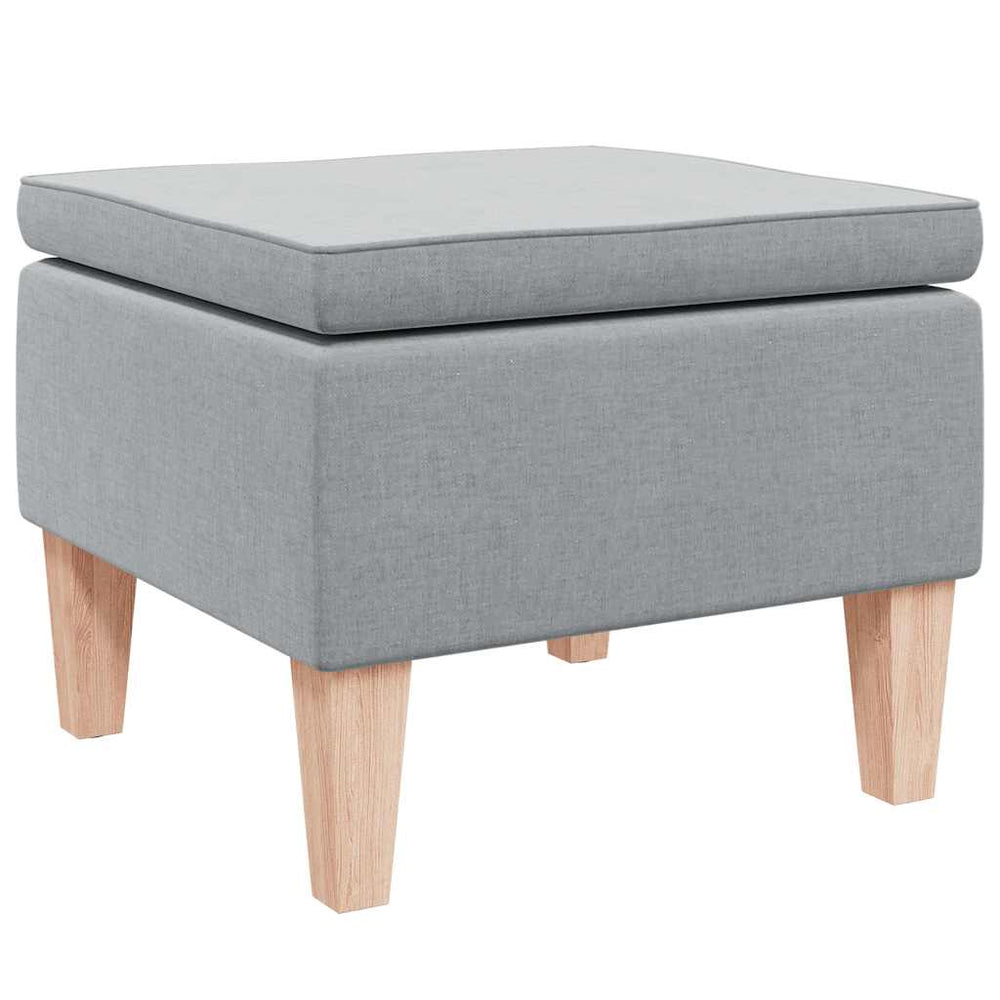 Hocker Hellgrau Stoff Holzbeine