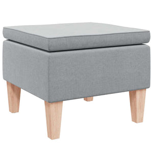 Hocker Hellgrau Stoff Holzbeine