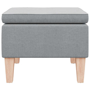 Hocker Hellgrau Stoff Holzbeine