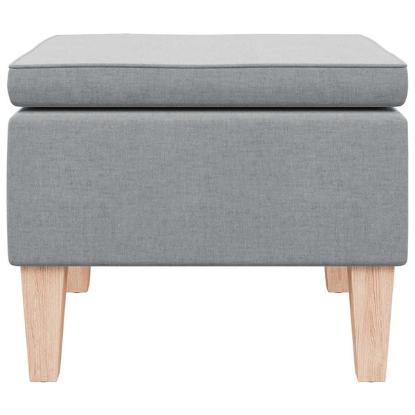 Hocker Hellgrau Stoff Holzbeine