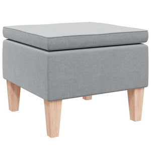 Hocker Hellgrau Stoff Holzbeine