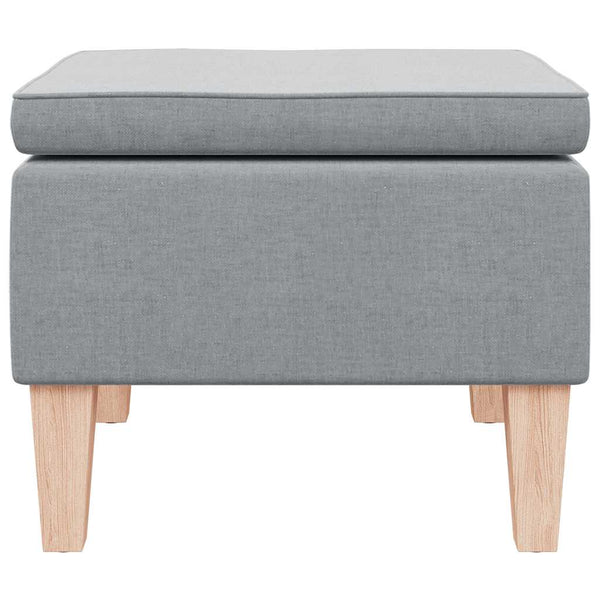 Hocker Hellgrau Stoff Holzbeine