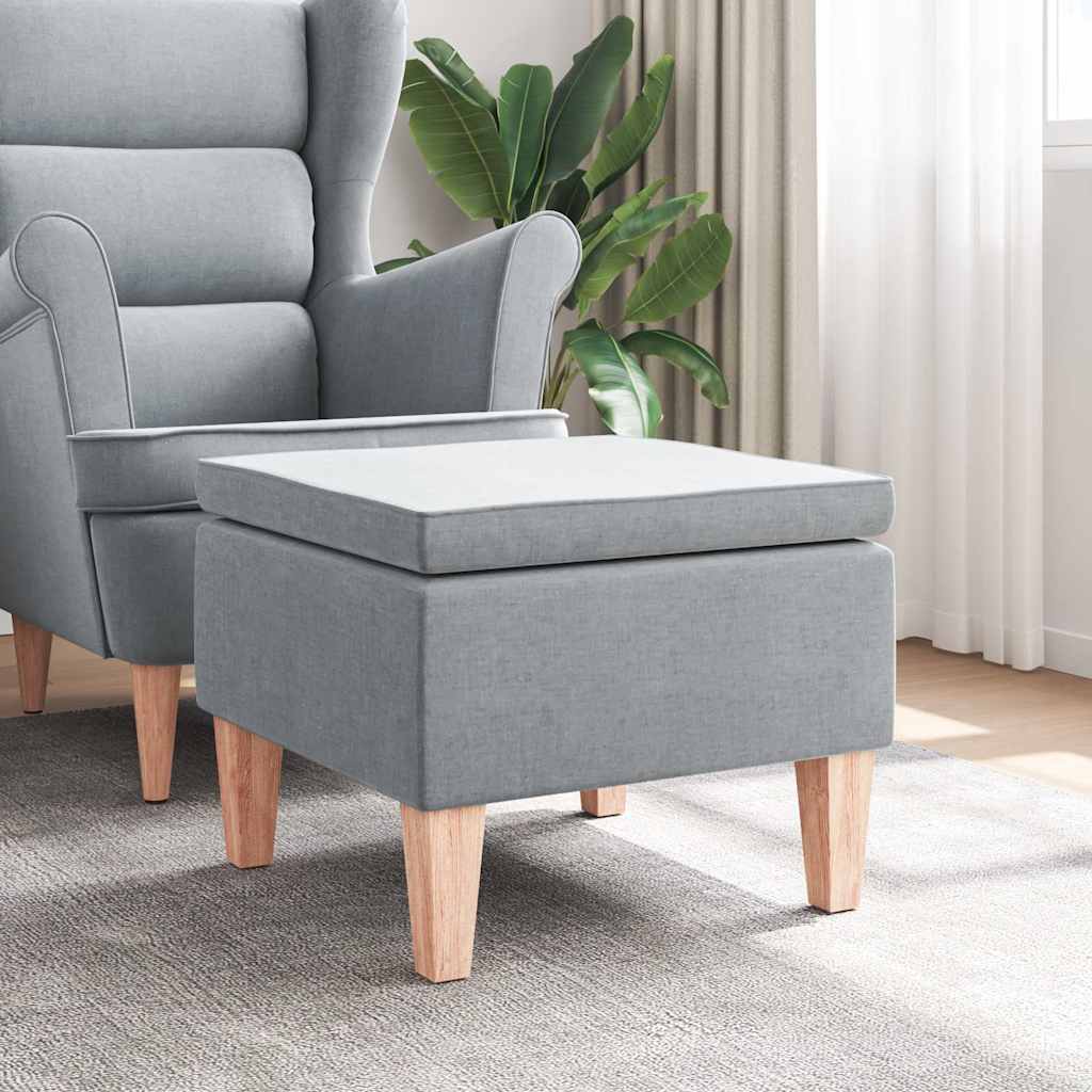 Hocker Hellgrau Stoff Holzbeine